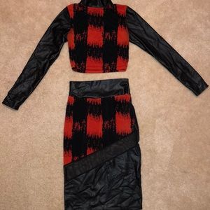 Two piece skirt and crop top
